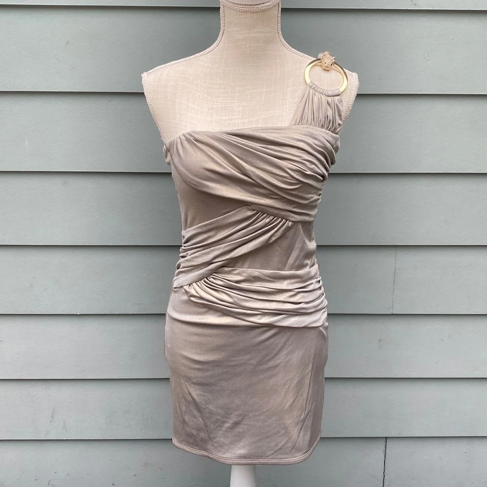 Sky gold snake embellished one shoulder body con cocktail club dress - Picture 1 of 9